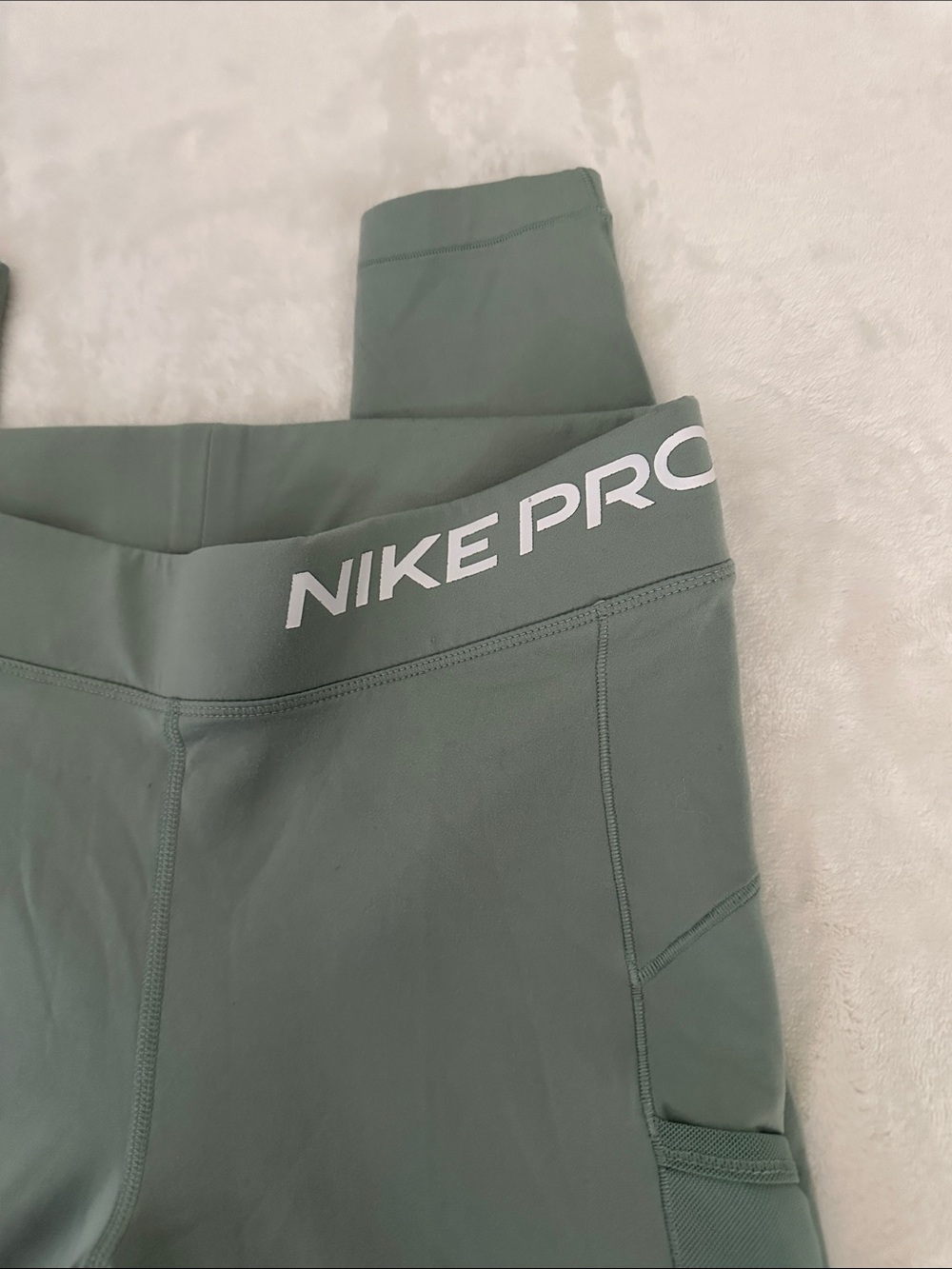 Nike Pro Therma Fit Sage Green with Side Mesh Panels - Picture 3 of 7